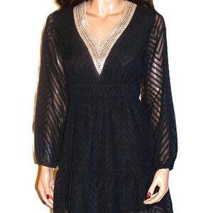 Cupshe Black Beige Sheer Dress S NWT
